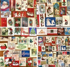 Vintage Used Lot 350 + Christmas Holiday Greeting Cards 1940s-1960s Not Perfect!