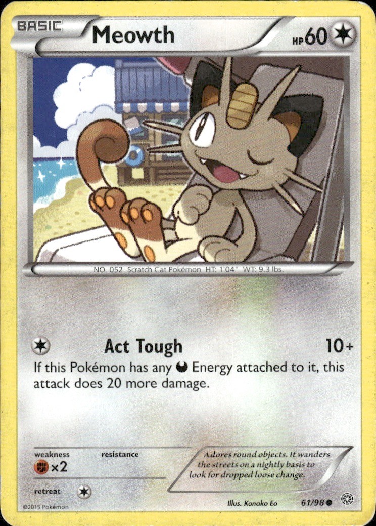 Meowth 61/98 Common Ancient Origins Pokemon Heavily Played