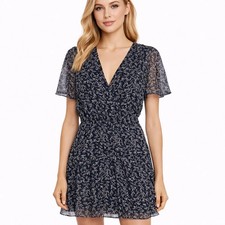 Equipment Femme Lisle Silk Mini Dress Floral Short Flutter Sleeve Boho size 6