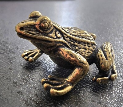 Brass Frog Figurine Solid Brass 1.5''x1.5'' Paperweight Desk Decor Collectible
