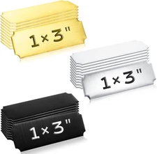 Therwen 30 Pcs Name Plates Laser Engraved 1''x 3'', Gold, Silver and Black 