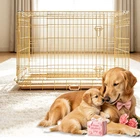 Homey Pet 42" Gold Foldable Dog Crate Cage Kennel Large Dogs w/Floor Grid & Tray