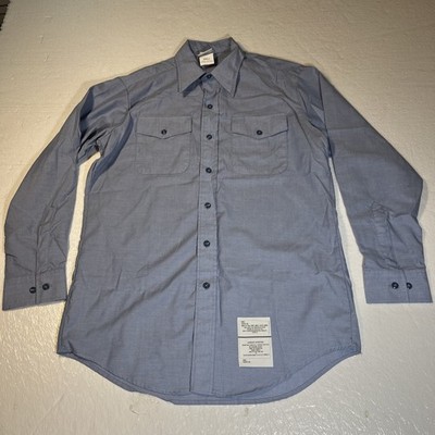 GENUINE US NAVY LONG SLEEVE CHAMBRAY MAN'S UTILITY WORK SHIRT L