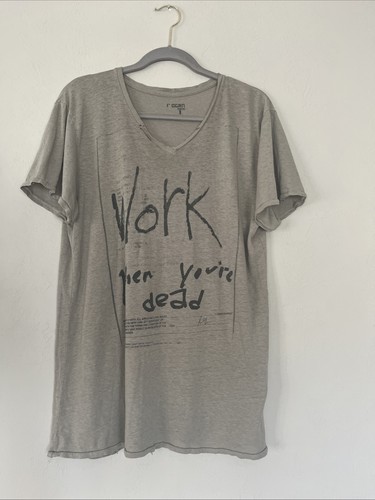 ROGAN ‘Work When you’re dead’ VNeck Mens TShirt SZ L , rare