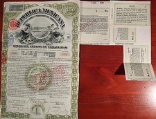 Mexico 1907 Republica Mexicana State Tamaulipas 500 Pesos Coupon Bond Loan