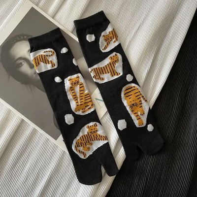 Frauen bunte gekämmte Baumwolle Tabi Socken lustige Tier Muster Japan