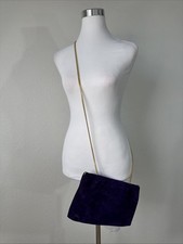 Purple Velvet Purse Clutch Shoulder Bag Evening Party Color Gold Chain Medium