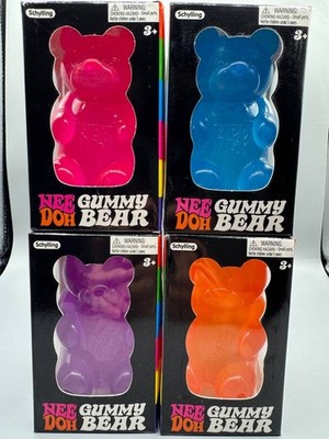 Needoh Gummy Bear Squishy Fidget Toy  - Authentic Blue, Purple, Orange, Pink New