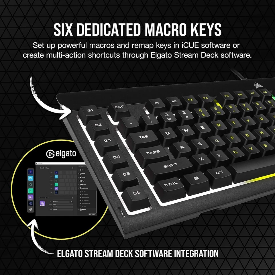 CORSAIR K55 RGB PRO-Dynamic RGB Backlighting Six Macro Keys - French Layout - Image 4 of 4