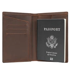 Polare Functional RFID Blocking Leather Passport Holder Travel Bifold Wallet ...