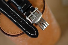 Handmde black Breitling strap Breitling band size 23/20 w clasp