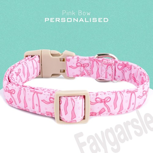 Cute Pink Bow Pattern Dog Collar for Summer Spring Designsmall Medium Large Dogs - Picture 2 of 11