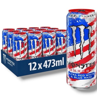 Monster Ultra Red White & Blue Razz 12 x 473 ml   Zero Sugar Energy Drink