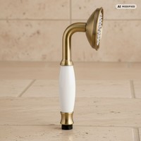 PaulGurkes Nostalgie Duschkopf Handbrause Antik Messing Bronze