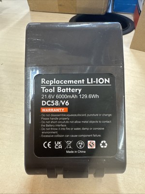 21.6V 6000mAh 129.6Wh DC58/V6 Battery Replacement For Dyson V6 With Filter