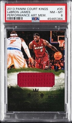 2013 PANINI COURT KINGS PERFORMANCE ART MEMORABILIA #35 LEBRON JAMES #/150 PSA 8