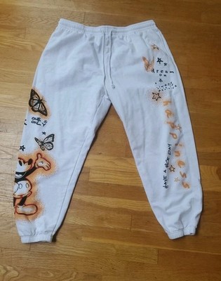 Disney Joggers Women 3XL Junior 21 White Sweatpant Mickey Mouse Butterfly Plus 
