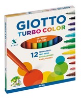 Giotto Turbocolor Felt Tip Fibre Pens, Fine Tip Nib 2.8Mm, 12 Assorted Colours,