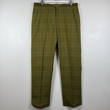 Vtg 70s Jaymar Slack Sansabelt Pants Mens 34x30 Green Plaid Disco Leisure Golf