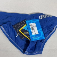 Arena Skys Swim Brief Royal Blue Metallic Silver Swimsuit Boys Youth 26 NWT