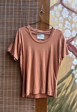MHL Margaret Howell Simple T-Shirt Cotton Linen Jersey Size XS Brick Red