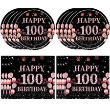 100th Birthday Decorations for Men Women, Rose Gold 100 Years Old Birthday Su...