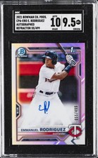 2021 BOWMAN CHROME PRSPCT AUTOS REFRACTOR EMMANUEL RODRIGUEZ #/499 SGC 9.5
