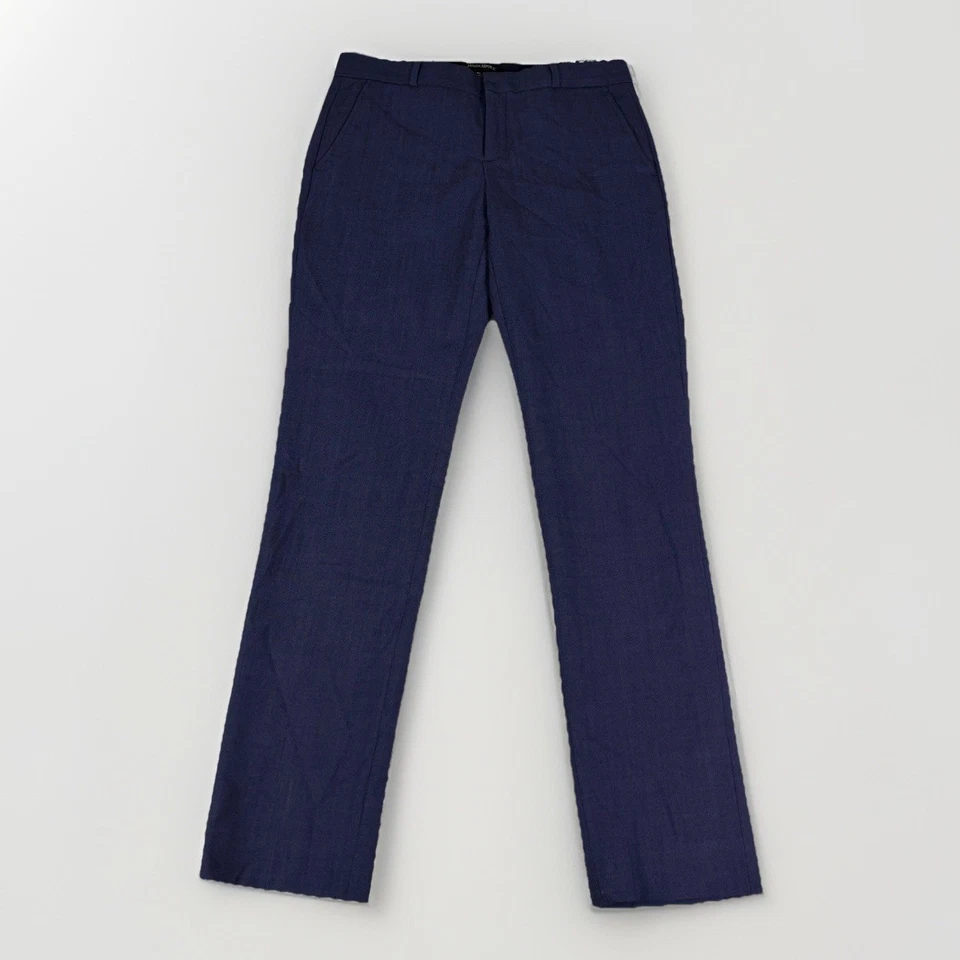 Banana Republic Ryan Flannel Pants Womens 6 Navy Blue Wool Slim Fit Straight Leg - Image 2 of 4