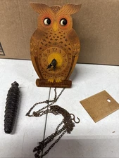Vintage Owl Wall Clock made in Western Germany