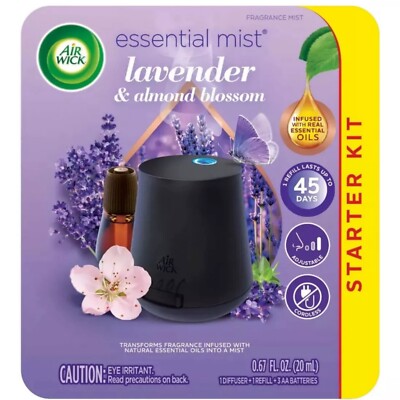 Air Wick Essential Mist Starter Kit - Lavender & Almond - 1 Diffuser & 1 Refill