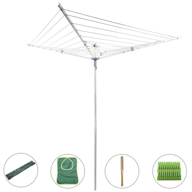 Drynatural Collapsible 4 Arm Rotary Outdoor Umbrella Drying Rack Clothes Dryer C