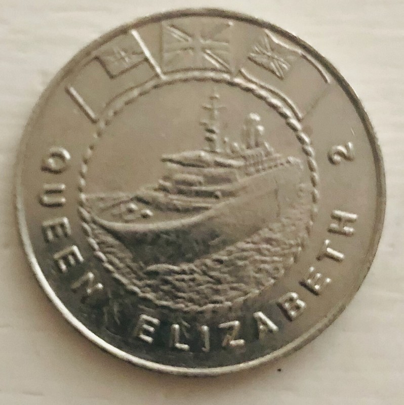 QUEEN ELIZABETH 2 25 CENTS MAYFAIR MARITIME Token 24.3mm 6g CuNi, Rare. LL10.2