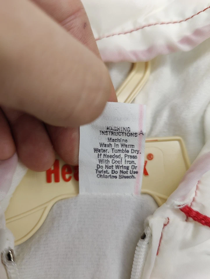 Chaqueta cortavientos vintage Baby Togs blanca con capucha nailon bordado payaso 3-6 m Foto 3 de 4