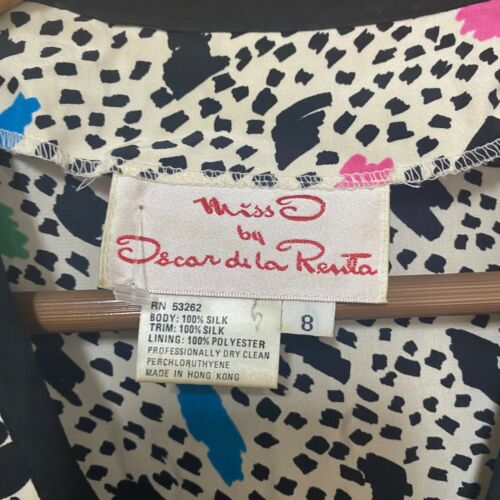 Oscar De La Renta by Miss D Womens Sz 8 Dress Silk Vintage Colorful Paintbrush - Picture 3 of 10