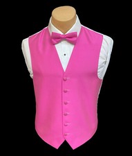 Men's After Six Hot Pink Tuxedo Vest with Bow Tie Free Shipping Size Small