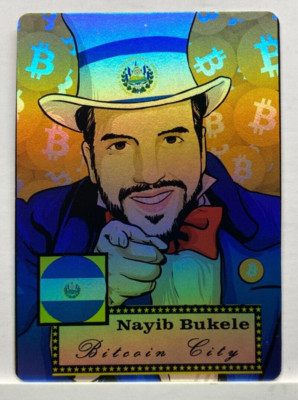 Blockchain Cards Foil Holo Crypto Currency Bitcoin Nayib Bukele El Salvador B1 r