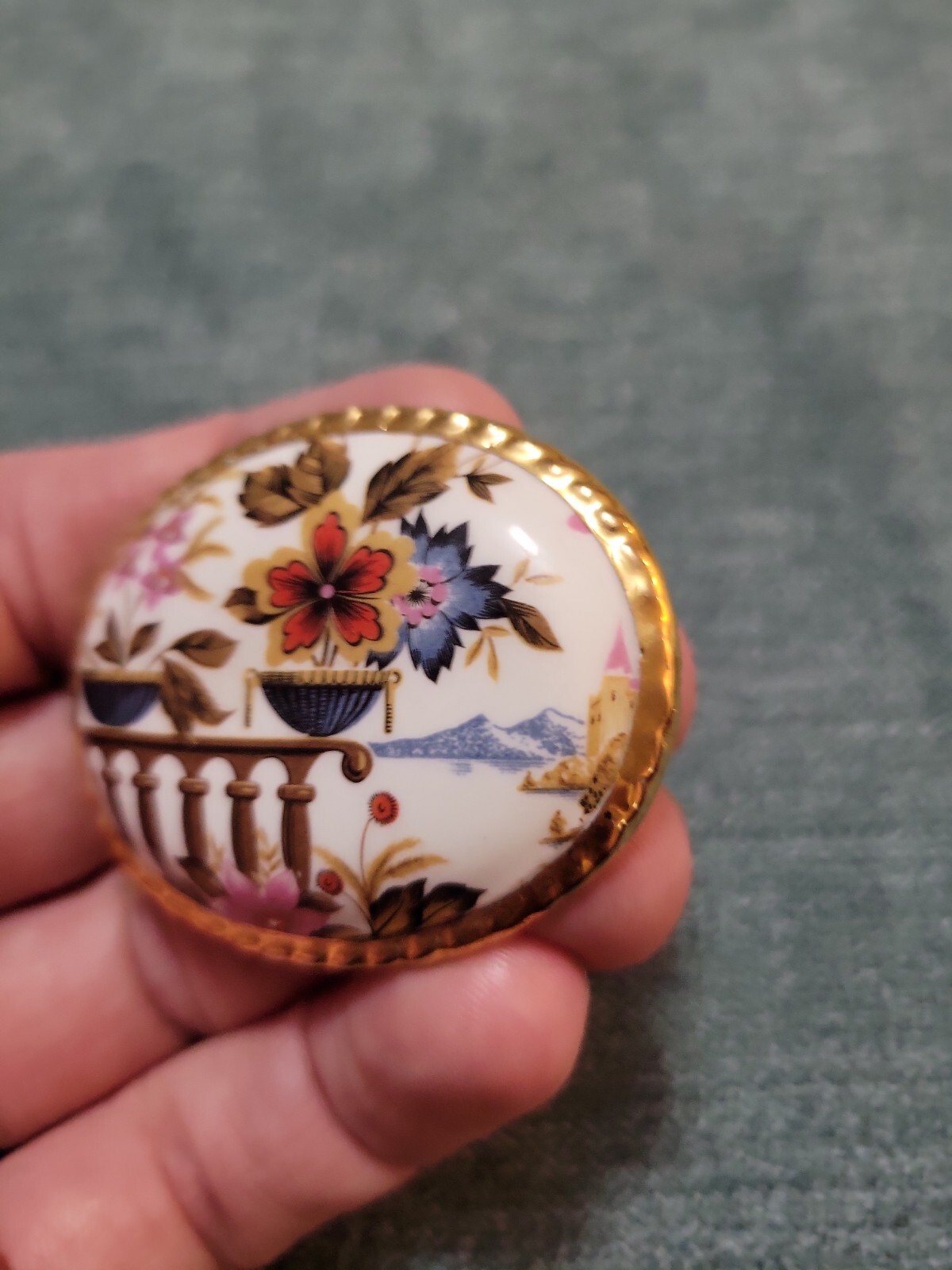 Vintage Ainsley Fine Bone China Brooch Pin Gem