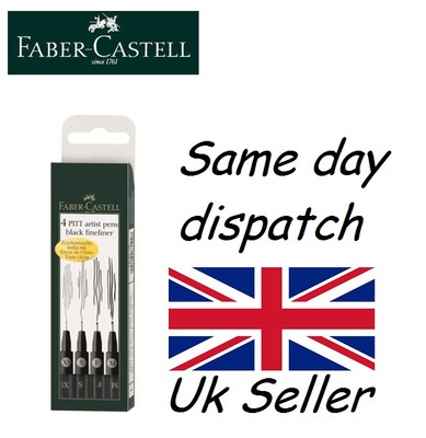 FABER CASTELL PITT Artist Pens Black Fineliner Drawing Wallet Set S F  M B