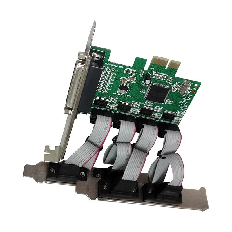 4 Port Serial RS-232 Ports & DB-25 Parallel Printer PCIe X1 Controller Card - Image 3 of 4