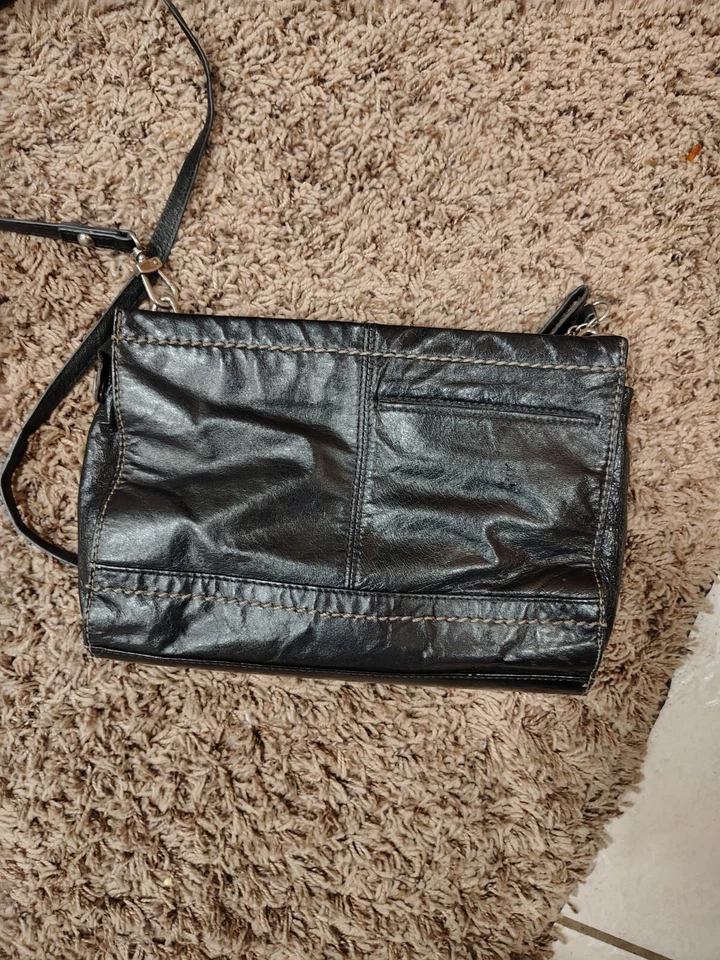 Клатч через плечо SAK Iris кожаный трехсторонний износ черная сумка маленький B18 - Изображение 4 из 4