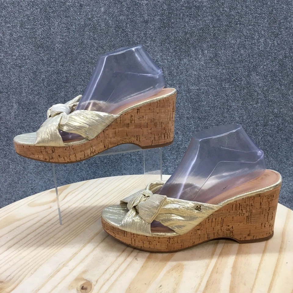 Sandalias Sam And Libby para mujer 11 Claudia informales anudadas cuña deslizable tela dorada Foto 2 de 4