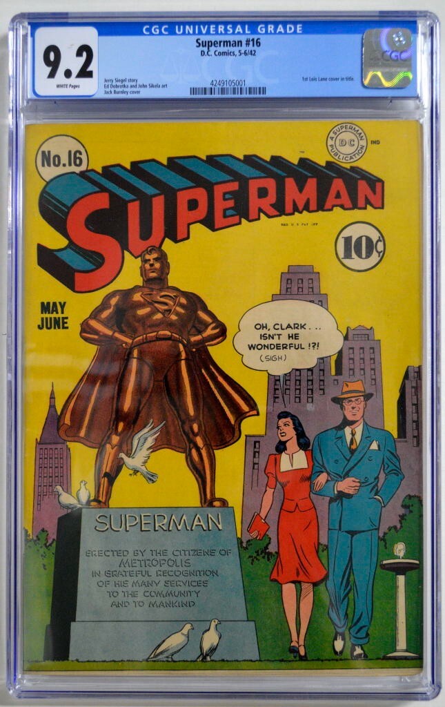 SUPERMAN #16 CGC 9.2 DC 1942 1st Lois Lane Cover Highest Grade | eBay