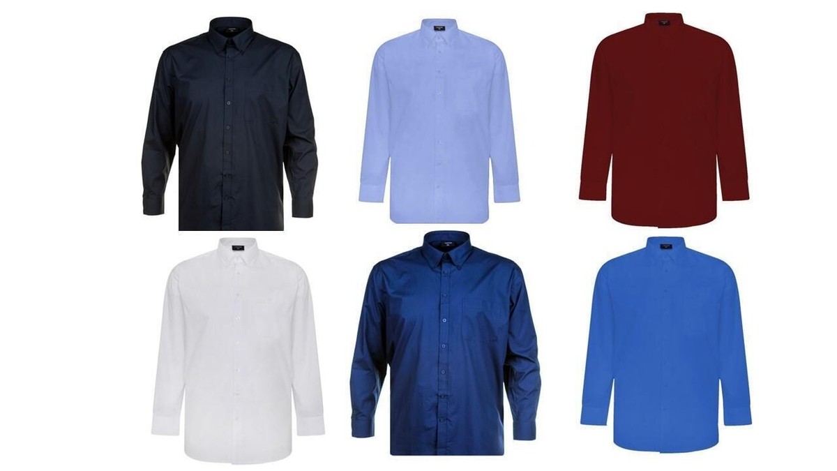 Espionage Talla Grande Hombre Manga Larga Camisa Lisa (150) 2XL-8XL, 7 Color