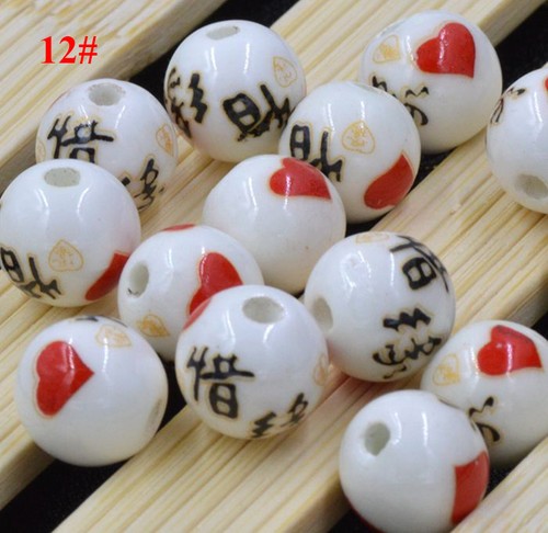 4/20pc 12mm Blue And White Porcelain Ceramic Round Loose Beads Jewelry Making - Picture 20 of 22