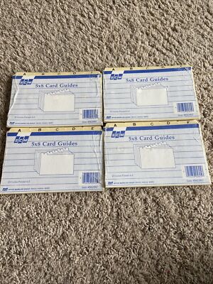 Vintage 5x8 card guides 25 guides printed A-Z Set Of 4