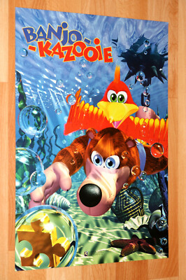 1998 Vintage Banjo-Kazooie Nintendo 64 Game Boy Very Rare Poster