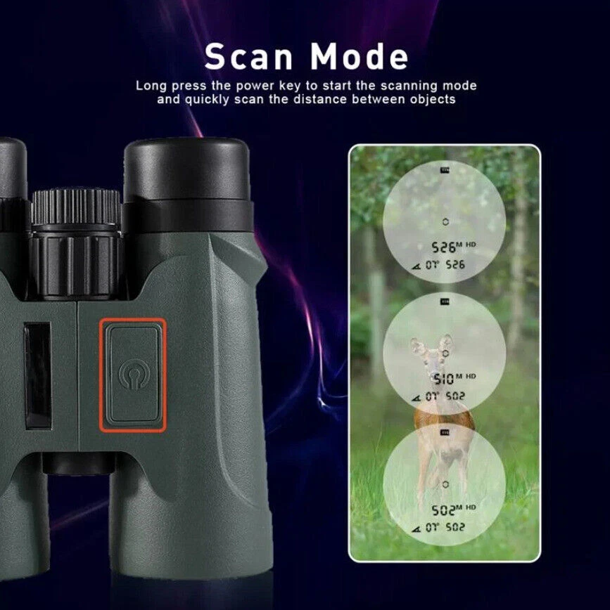 Laser Binoculars with Range finder 2000m BK7 Prism Telescopes 10x42 IPX5 Hunting - Image 3 of 4