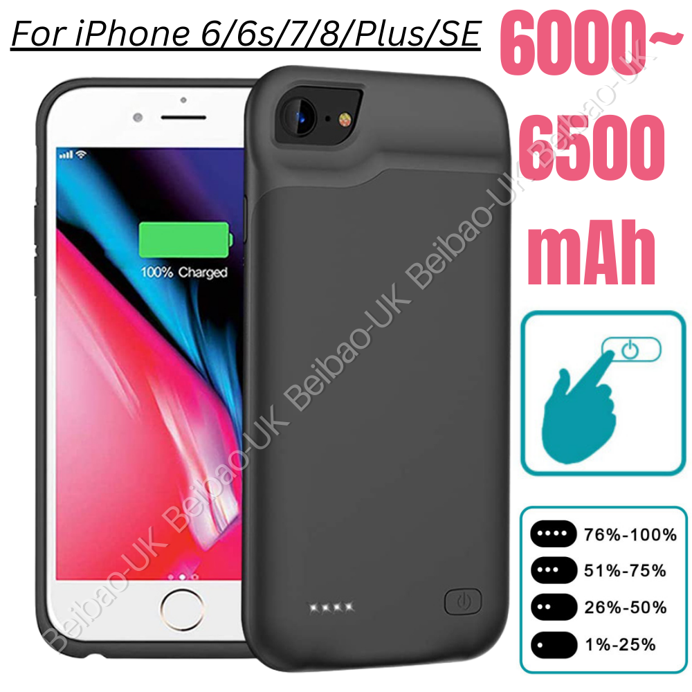 iPhone 6 6s 7 8 Plus SE Smart Charging Case Power Bank Cover-image
