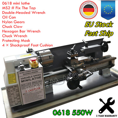 【EU】550W high-Precision Benchtop Metal Lathe Tool Machine Variable Speed Milling