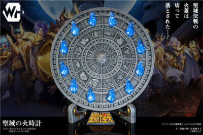 Saint Seiya Fire Clock Statue Resin WH Studio Model Lights Wall Hanging 30cm